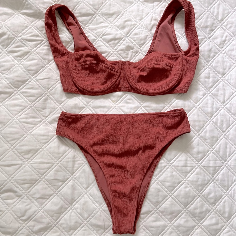 Tropic of C South Pacific Underwire Bikini Top & High Waist Bottom - Adobe - L